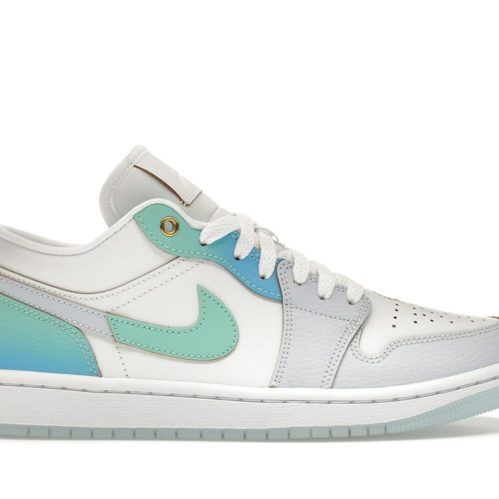 Jordan 1 Low SE Emerald Rise Women's Sneakers - White/Green Leather - FN8899-131