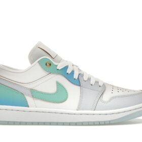 Jordan 1 Low SE Emerald Rise Women's Sneakers - White/Green Leather - FN8899-131
